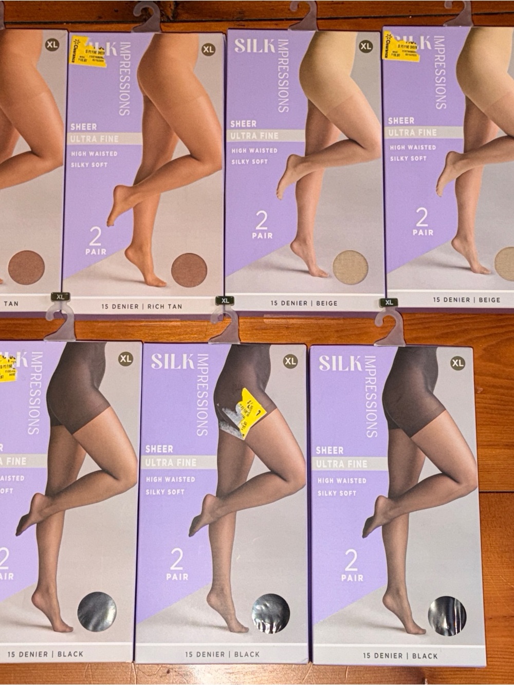 Silk Impressions Silk Sheer Ultra-Fine High-Waist Pantyhose — Black & Tan